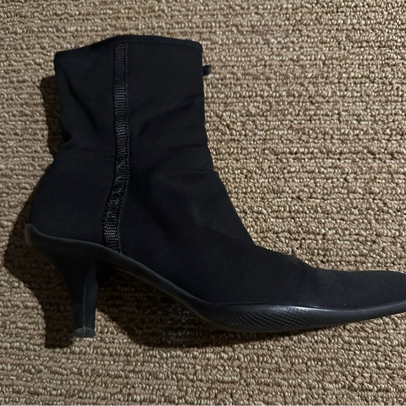 Prada Neoprene Pointed Toe Kitten Heel Ankle Boots - Picture 6 of 12